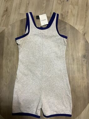Forever 21 Gray Romper with Blue Trim